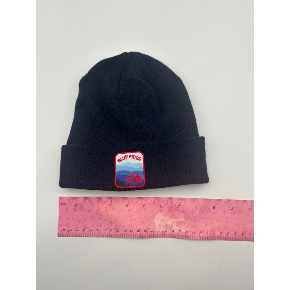 The North Face Blue Ridge Mountain Patch Navy Blue Cuffed Knit Beanie Hat